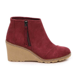 Toms Maroon Burgundy Avery Ankle Wedge Heel Bootie Size 7.5